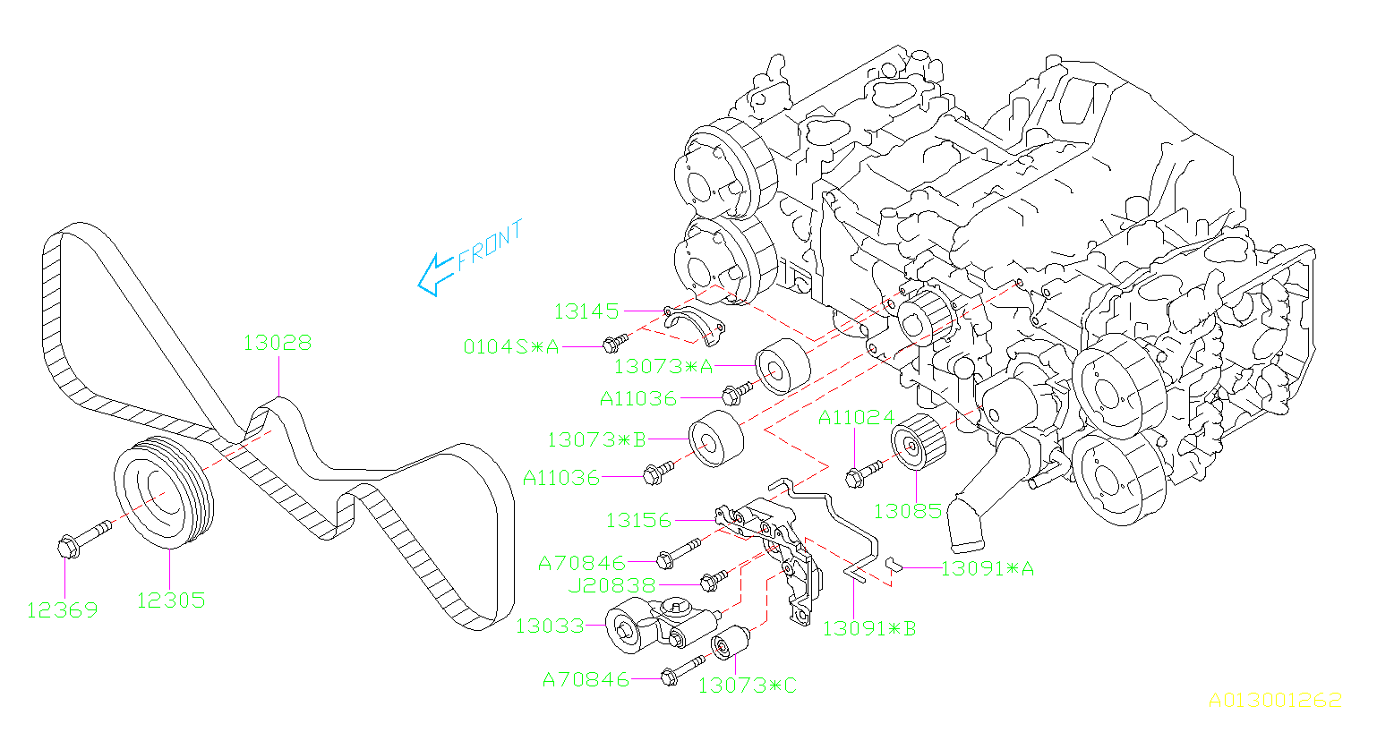 2019 Subaru Crosstrek Limited Engine Crankshaft Pulley Bolt Engine 