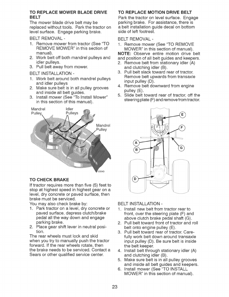 Craftsman 917 28921 917 289210 917 289211 917 289213 YT 3000 TO 