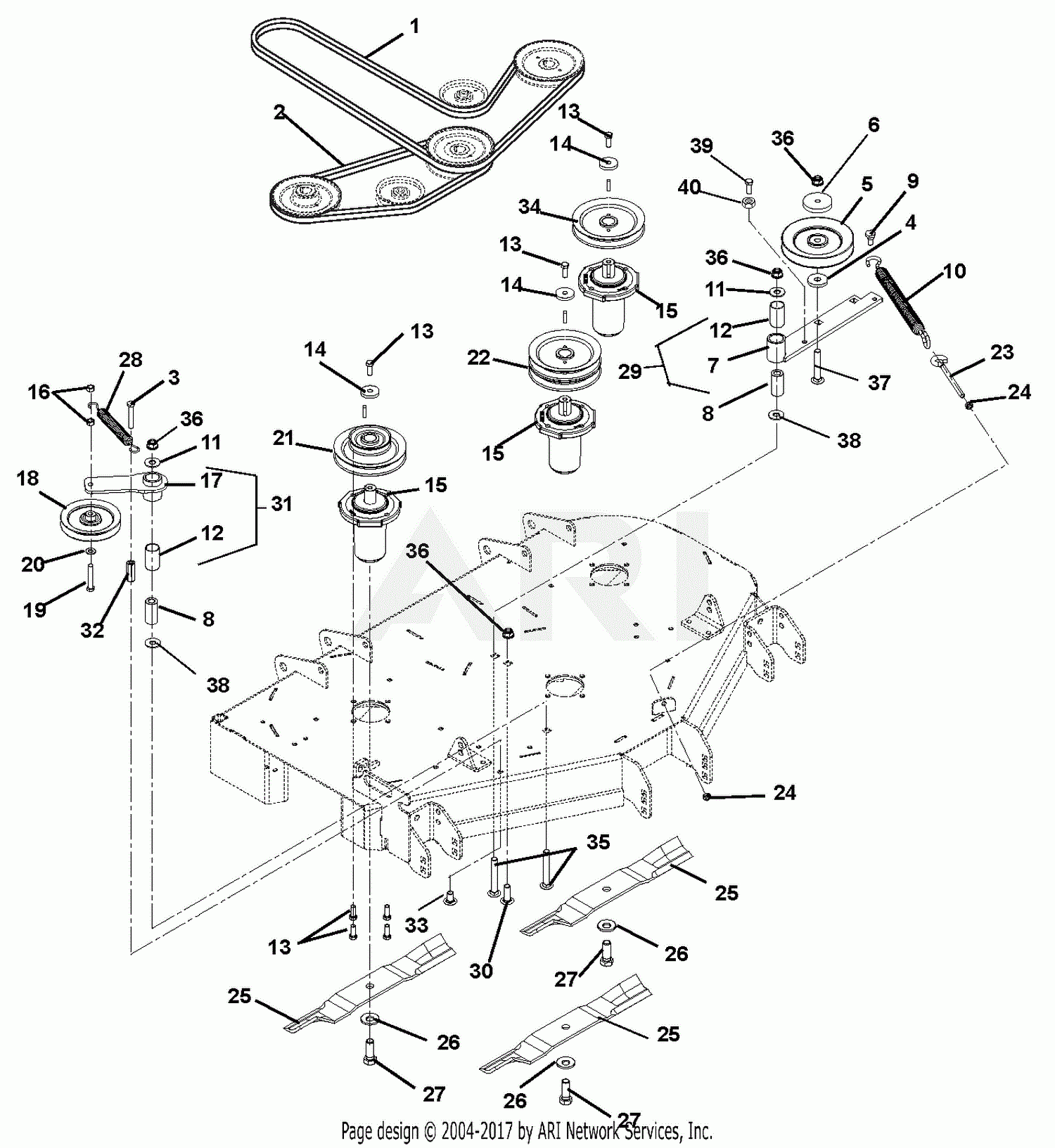 Gravely 991068 000101 ZT 48 HD Kawasaki 48 Deck Parts Diagram 