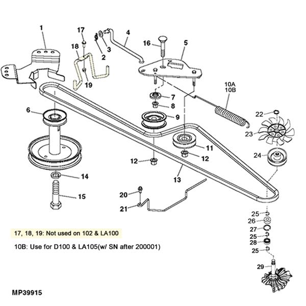 John Deere LA100 D100 Gear Transmission Parts Diagram